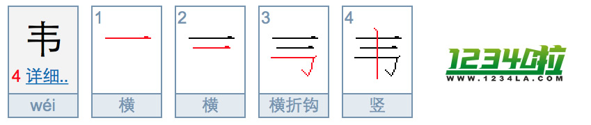 《韦》字笔划顺序